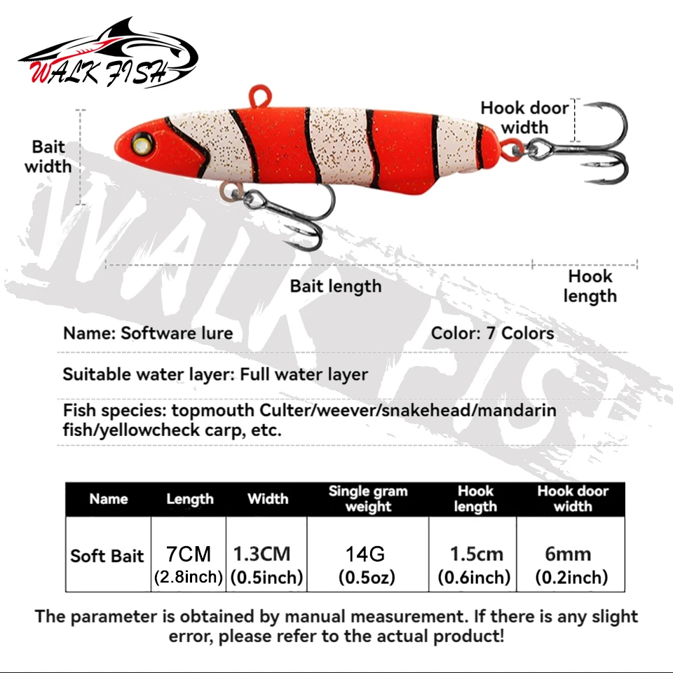 WALK FISH-señuelo de Pesca de plomo suave, cebo Flexible, 1 piezas, 70mm, 14g - imagen 2