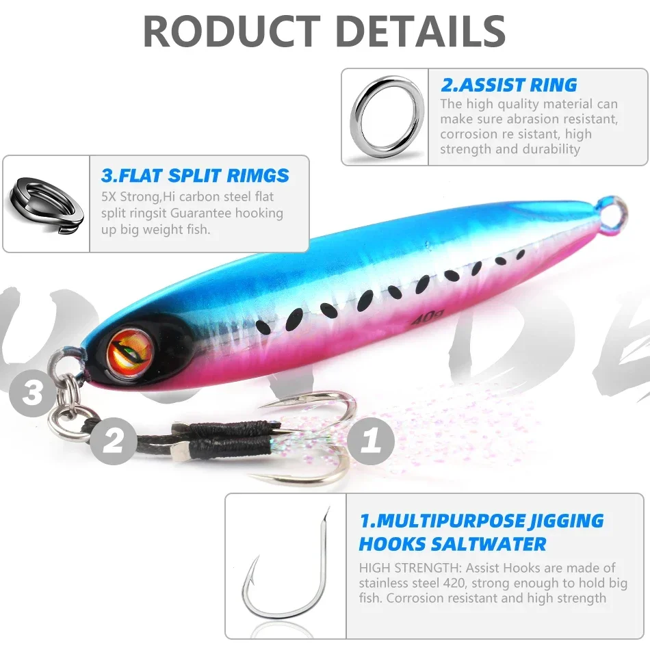 MOOKZZ-señuelo de pesca Jigging Speed Jinging, 20G, 40g, 60g, para barco de aguas profundas - imagen 5