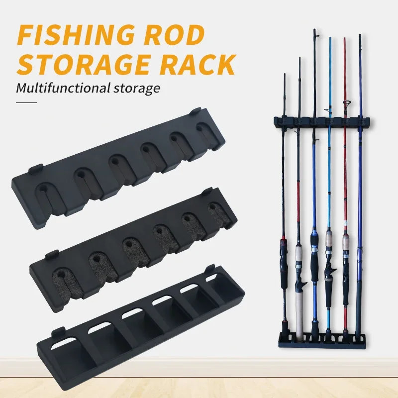 Soporte de pared para cañas de pesca con 6 orificios - Estante - imagen 4