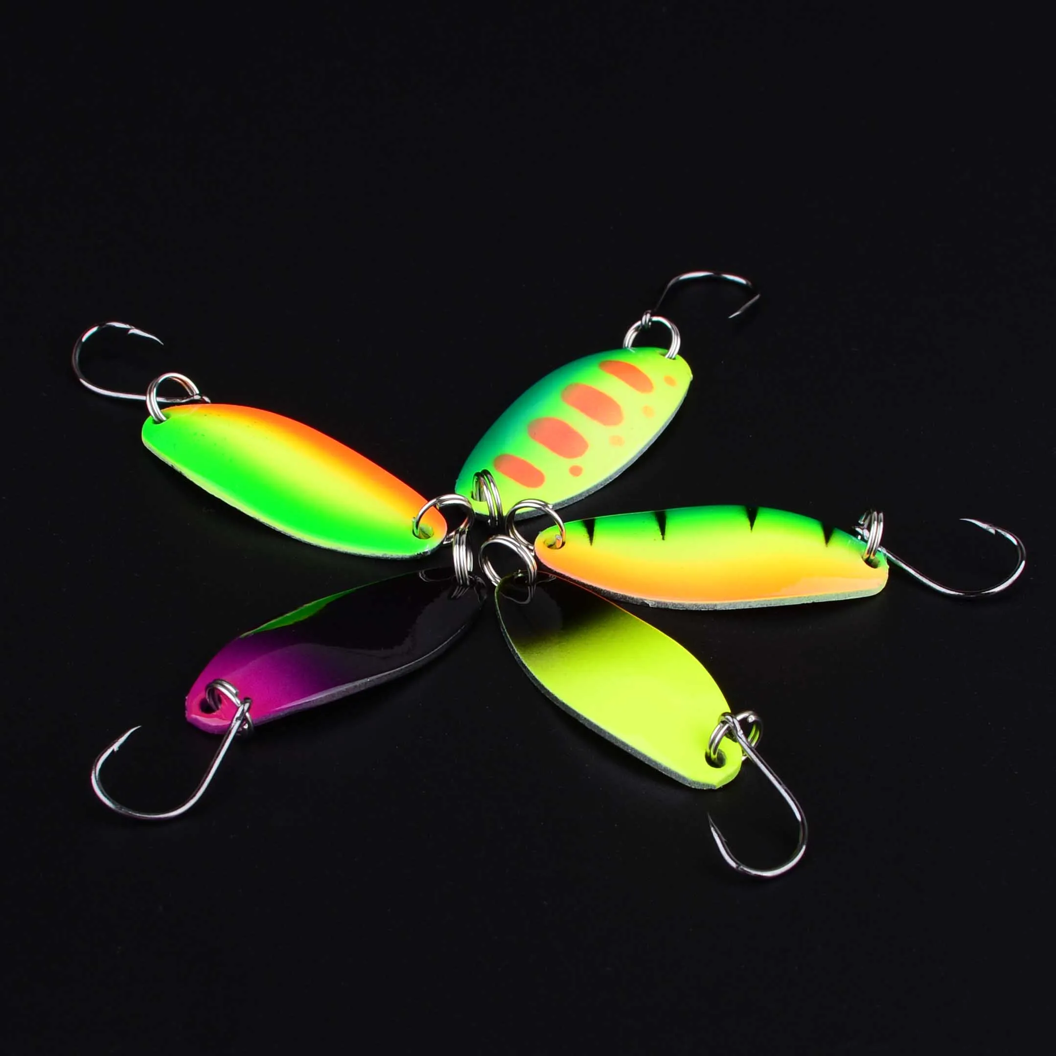 Señuelo de pesca de Metal con cuchara para trucha, cebo duro con un solo gancho, perca para trucha, salmón, 5 uds. - imagen 5