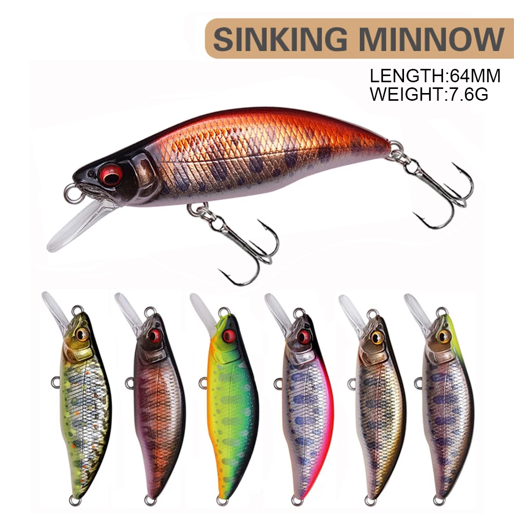 Señuelo de pesca de 6,4 cm y 7,6g, cebo duro Artificial de hundimiento rápido, Jerkbait, Swimbait, curricán, trucha, lubina - imagen 3