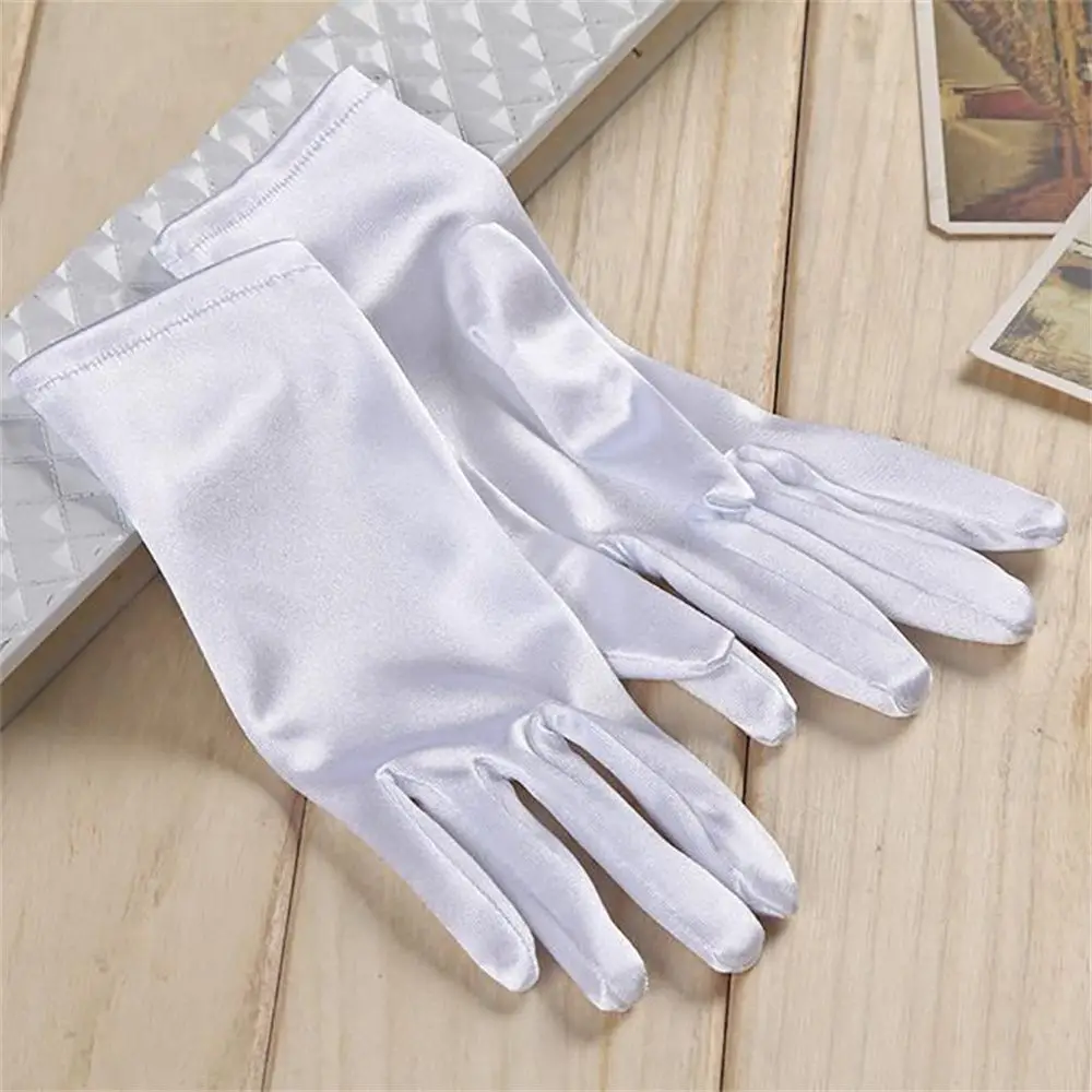 Guantes de satén elásticos para fiesta de noche, accesorios de juego de rol de satén elástico para muñeca, guantes de boda - imagen 4