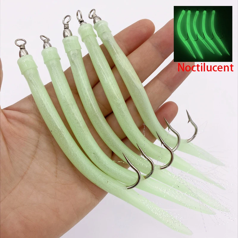 TAKEDO-Anzuelos de caña larga con barril giratorio, Señuelos de pesca, Pesca en el mar, plantilla de anguila, Señuelos de cebo para caballa, 6/0, 8/0, 10, 0, 5 piezas - imagen 5