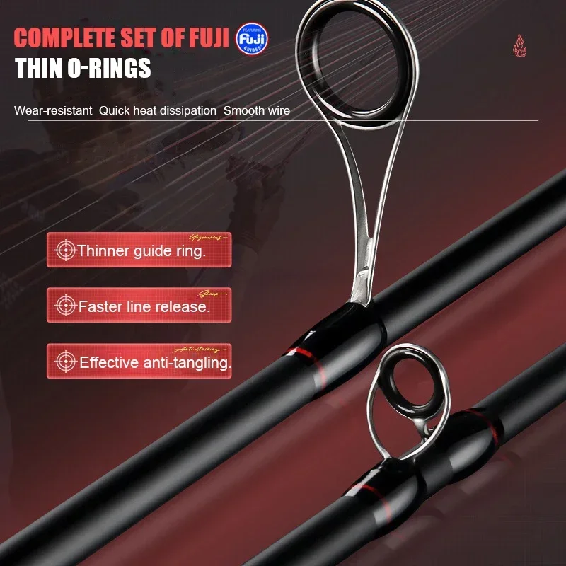 Casting Spinning Fishing Rod Fuji Ring 1.68m 1.8m 1.98m UltraLight Carbon Fiber Rod Pole 2 Section EVA Handle 3-15g Lure Weight - imagen 3
