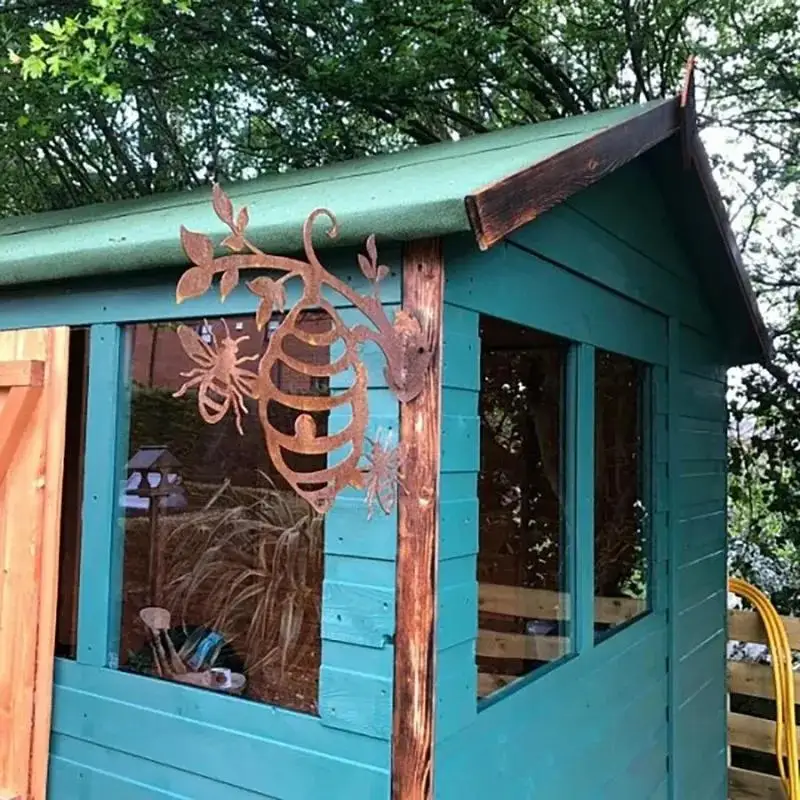 Colgante Metálico Panal de Abeja – Adorno para Jardín y Exterior - imagen 2