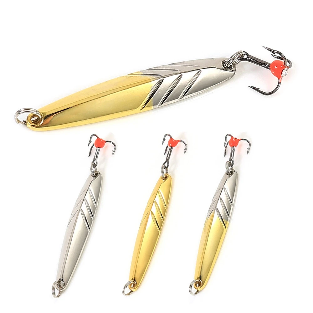 FTK-señuelo de pesca en hielo, cebo giratorio de Metal de 47mm/5g 51mm/10g 55mm/15g, 1 piezas, anzuelo triple, señuelos duros - imagen 2