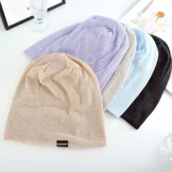 Jersey fino y transpirable de poliéster, gorro suave de doble capa tejido para exteriores, gorros holgados de Color sólido a prueba de viento