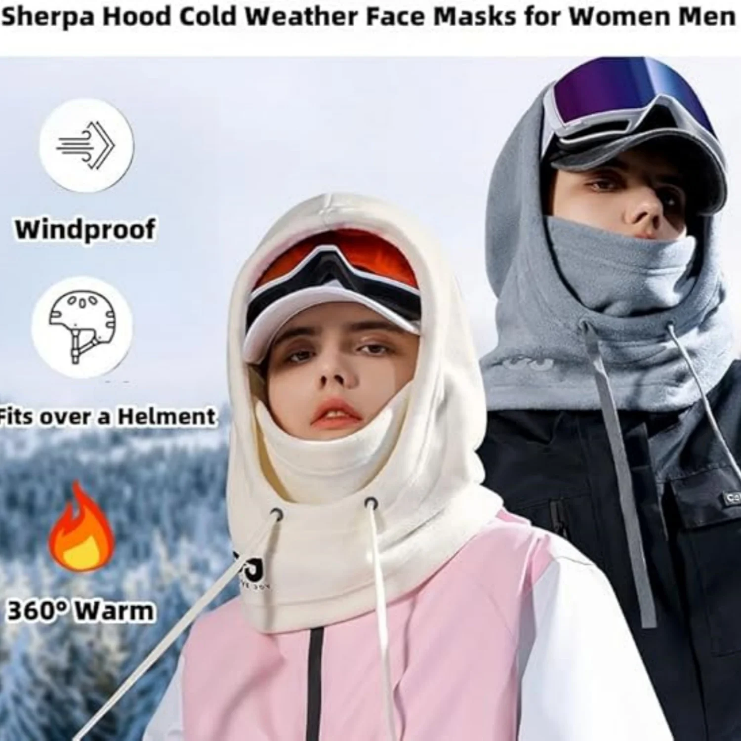 Máscara facial de ciclismo a prueba de viento, bufanda de felpa cálida para invierno y exteriores, ciclismo, esquí, trabajo, máscara facial a prueba de frío, sombrero cálido de moda, 1 ud.