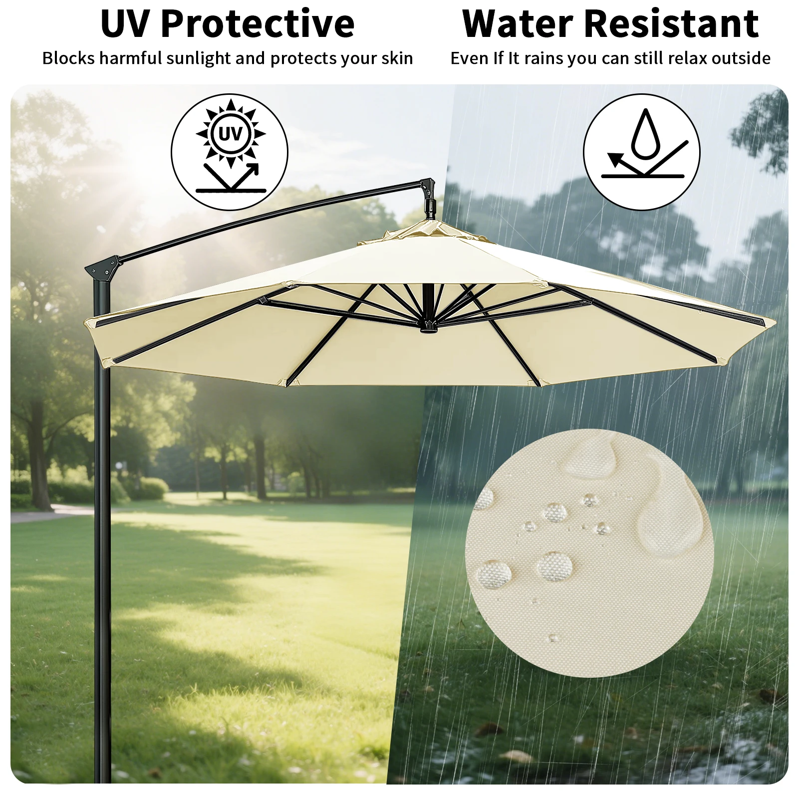 Cubierta impermeable para sombrilla, tela de repuesto para sombrilla, vela parasol para 6/8 costillas, cubierta para sombrilla de jardín y Patio exterior - imagen 3