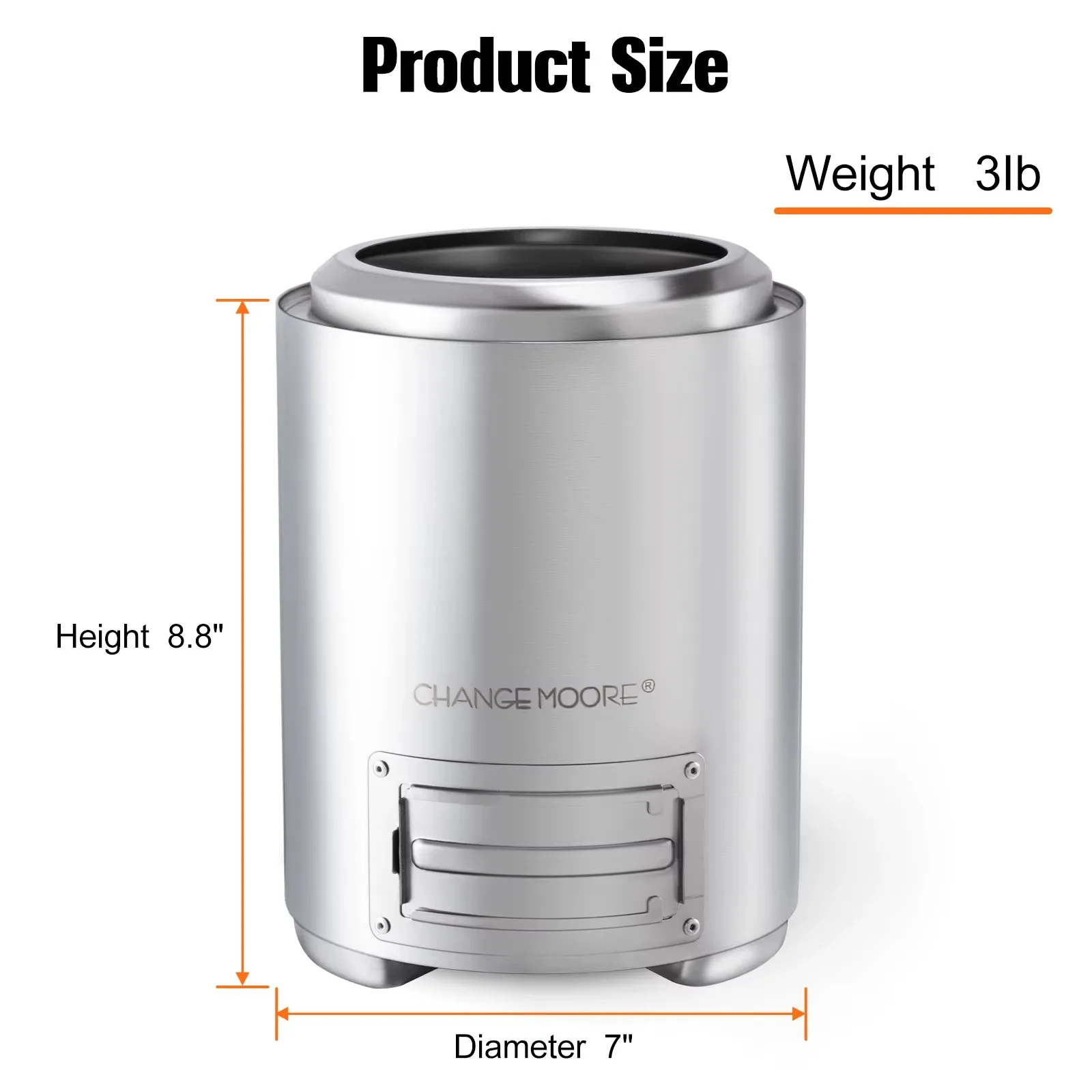 Brasero portátil Change Moore – Acero inoxidable para camping con pellets - imagen 2