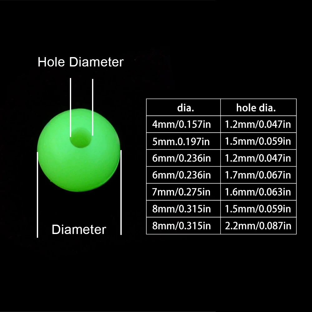 Cuentas luminosas y tubo antienrollado silicona para montajes de pesca - imagen 5