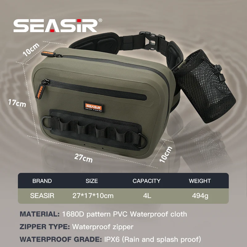 Riñonera de pesca impermeable Seasir – PVC 1680D con suspensión - imagen 2