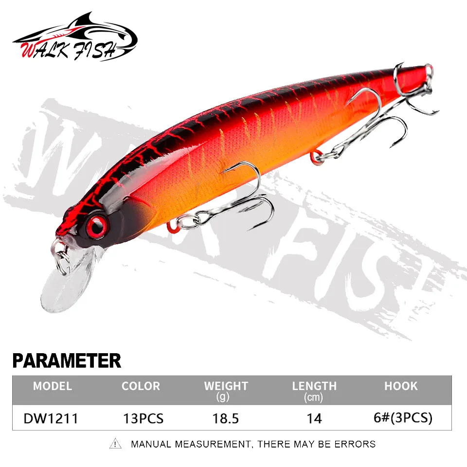 WALK FISH-señuelo de pececillos Wobblers 3D, cebo duro de Metal Artificial, carpa flotante, aparejos de pesca al aire libre, 14cm/18,5g, 1 unidad - imagen 5