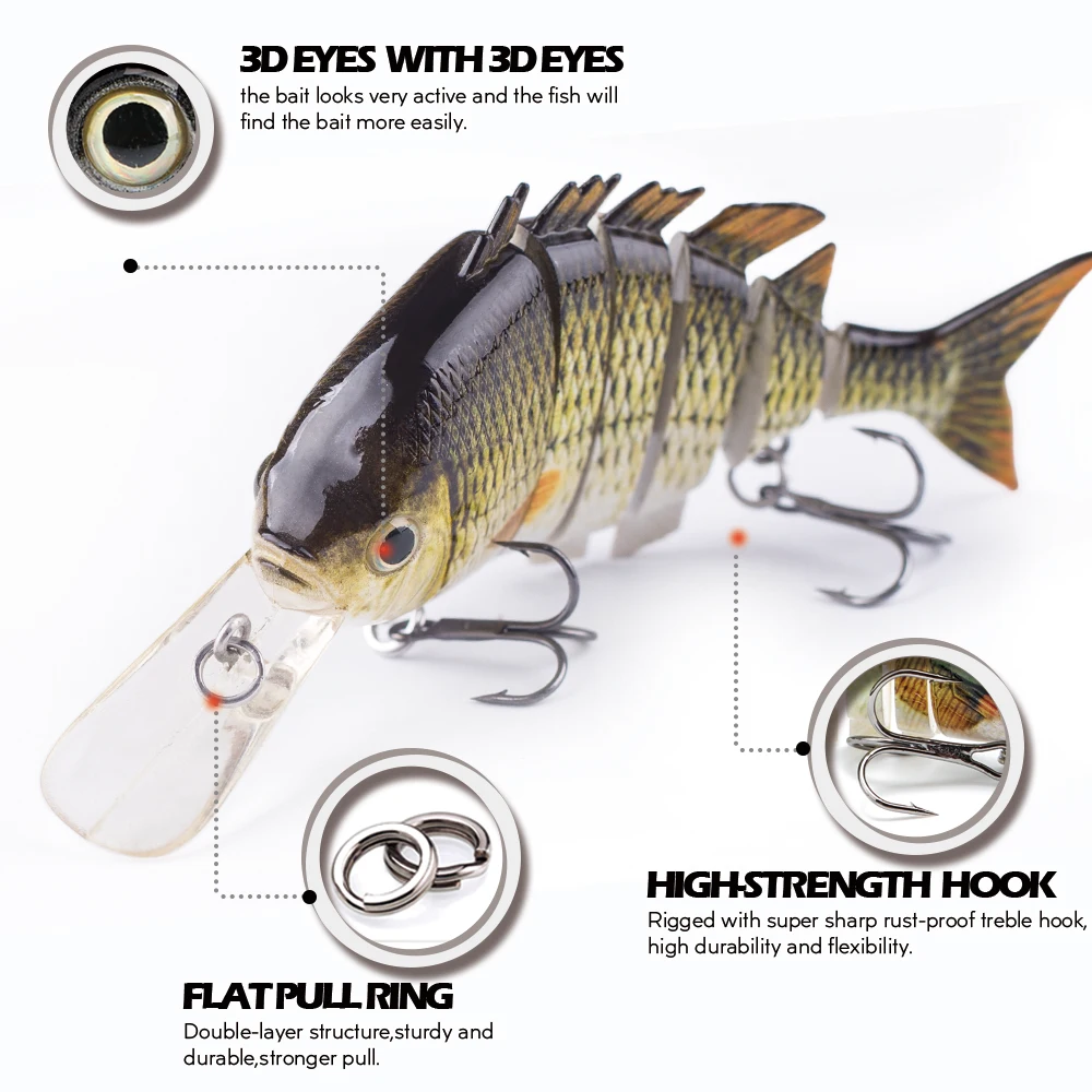 Hanlin-SEÑUELOS DE PESCA DE lengua larga multiarticulados, cebos de sábalo flotantes, Wobbler, cuerpo duro, Swimbait, aparejos de lubina, 10cm, 14g - imagen 4