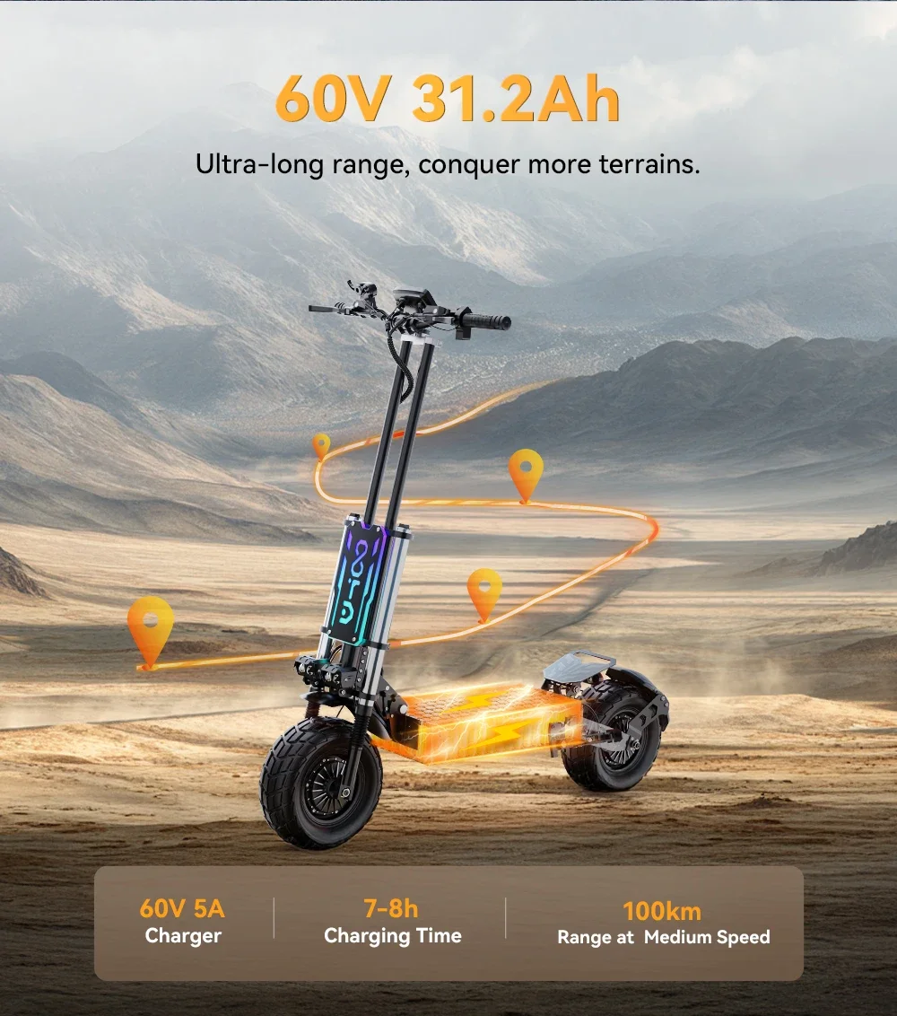 Patinete eléctrico OOTD T90 – Doble motor 85 km/h y 100 km autonomía - imagen 3