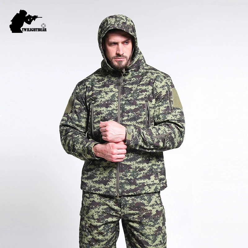 Chaqueta SoftShell impermeable para hombre, ropa de caza de camuflaje, chaquetas de forro polar con múltiples bolsillos, abrigos de escalada para acampar al aire libre - imagen 4