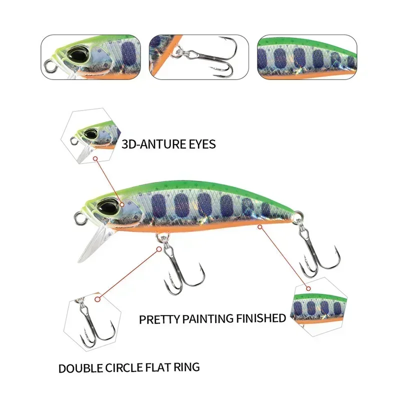ALASICKA 1 Uds 48mm 6,5g japonés hundimiento Minnow señuelo de Pesca trucha Peche Wobbler Pesca cebo Artificial aparejos de Pesca cebo duro - imagen 4