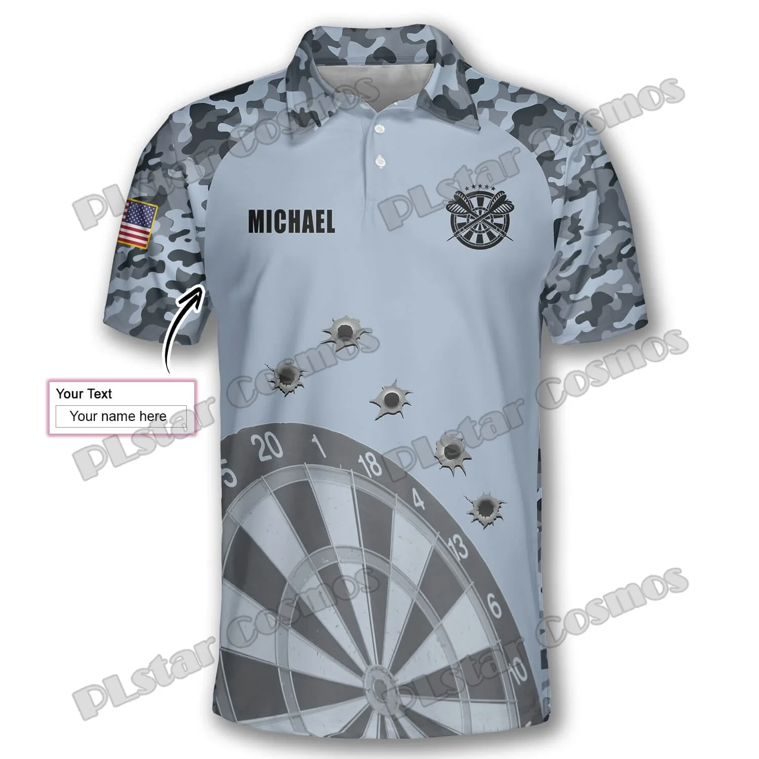 Bullseye Thunder Skull Camiseta polo casual premium 3D impresa - imagen 5