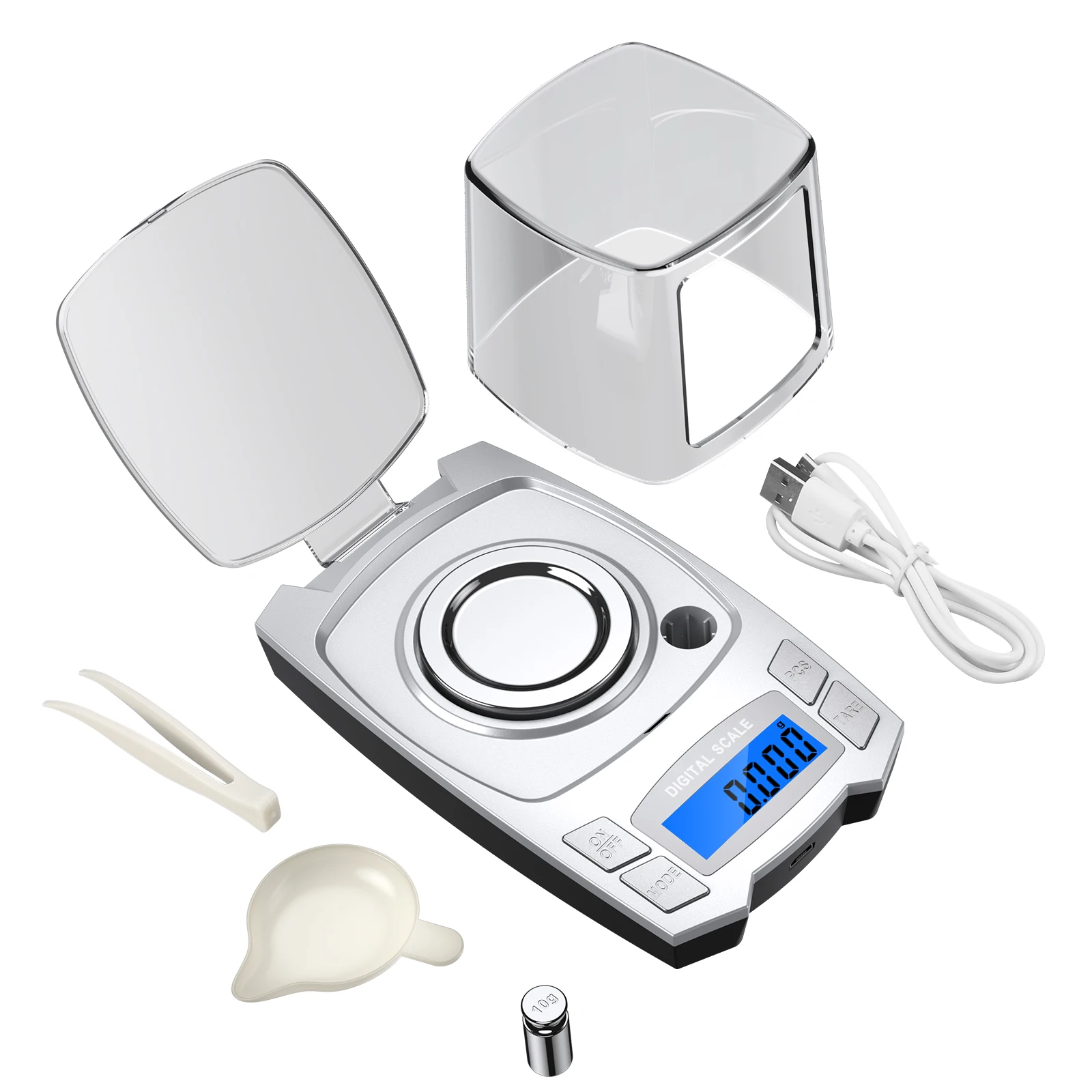 Báscula digital de precisión 0,001g – Portátil recargable USB