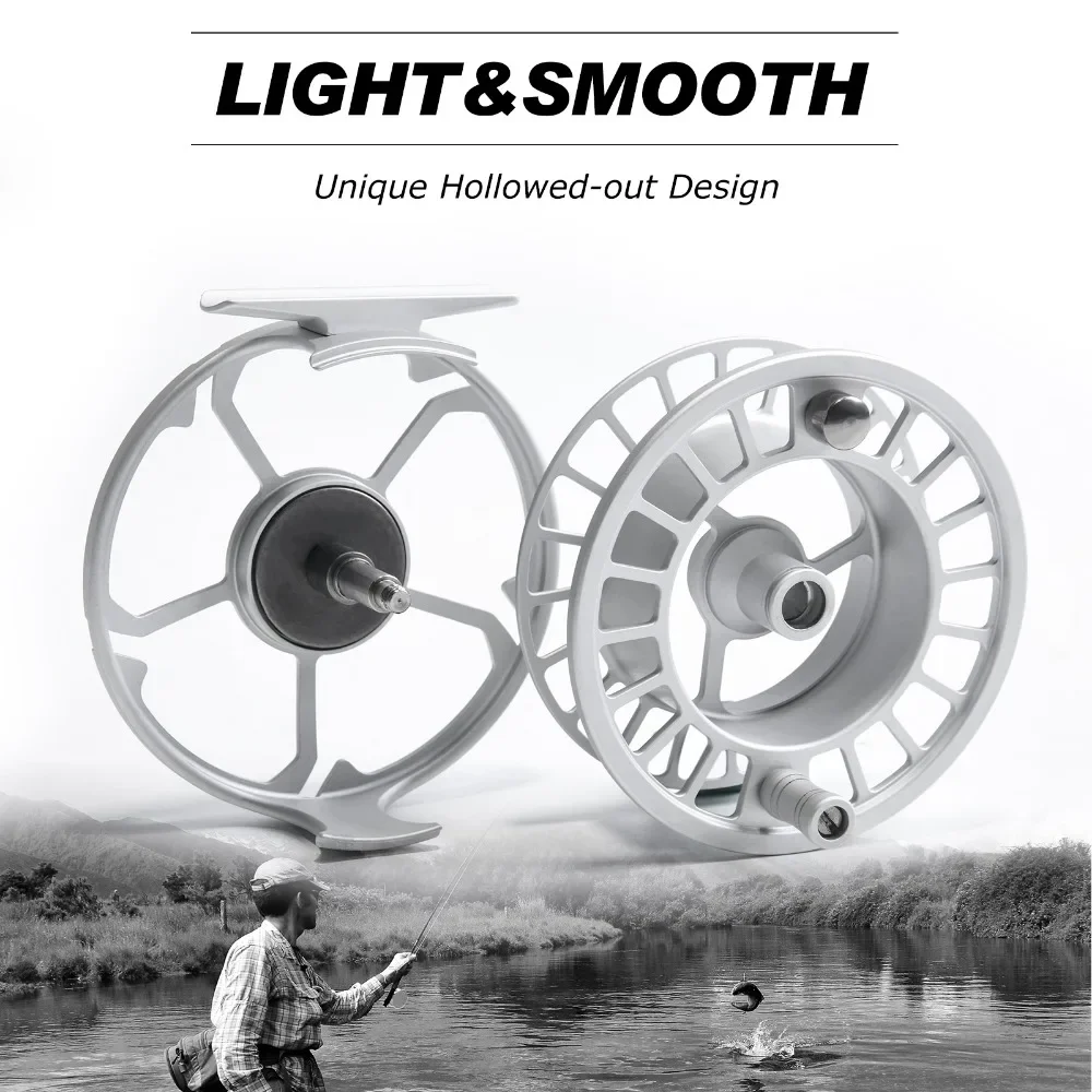 Goture-carrete de pesca con mosca, rueda de pesca con mosca profesional de aluminio, Metal mecanizado CNC, color plata, 2 + 1BB, 3/4, 5/6, 7/8, 9/10 - imagen 3