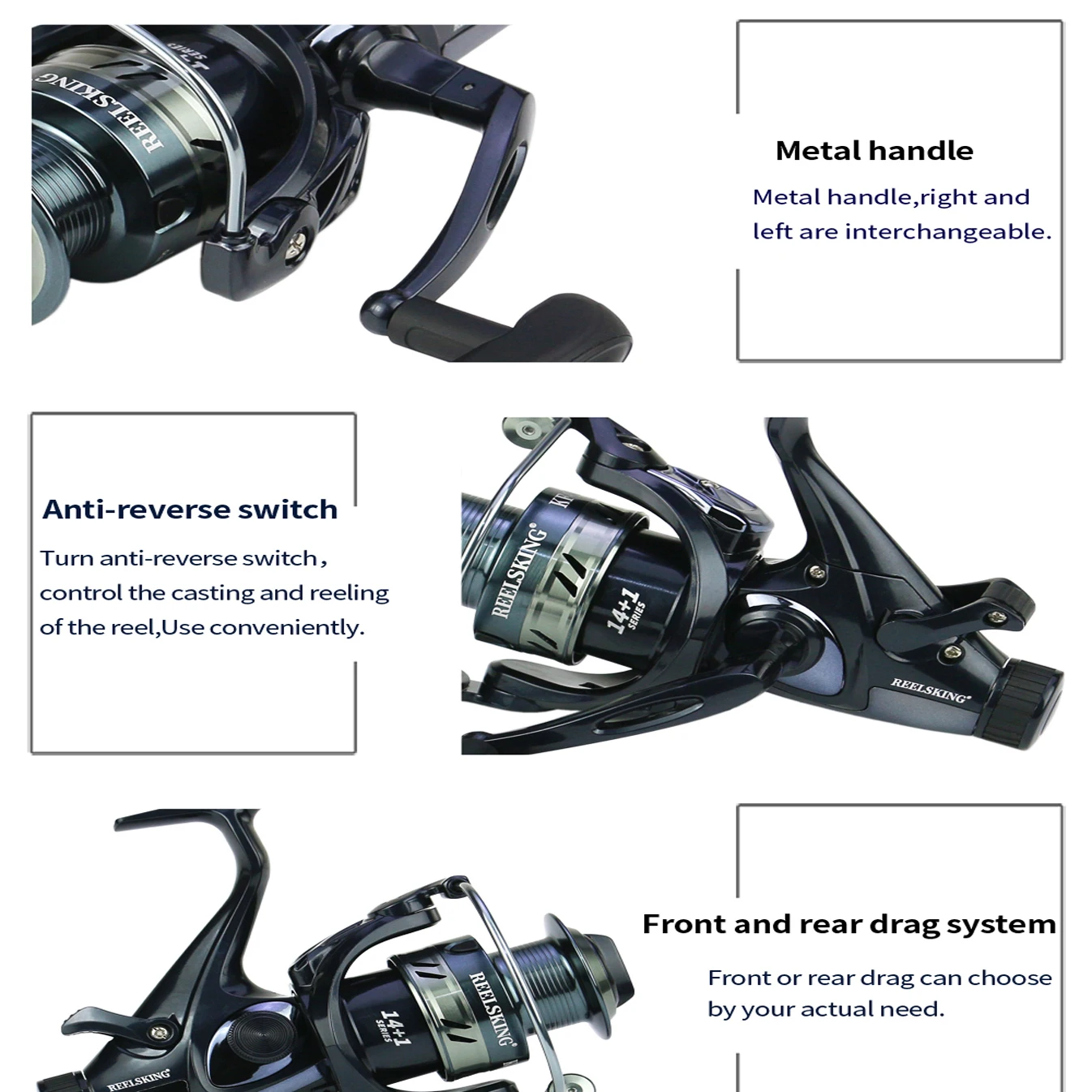 Carrete de pesca de carpa con doble fuerza de descarga delantera y trasera, fuerte tracción, 8kg, copa de línea de Metal, Serie 3000/4000/5000/6000, 5,2:1, 4,9:1, - imagen 5