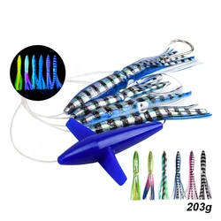 1 Juego de 203g, señuelo de pesca de gran juego, pluma aparejada, señuelo de curricán para pájaros, calamar, atún, cadena de Margarita, cebo Artificial de agua salada, pesca