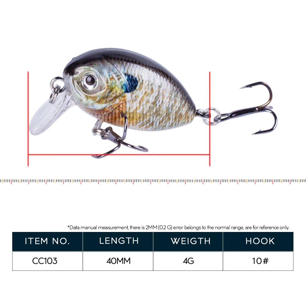 Mini cebo de manivela 40mm 4g Micro Wobbler flotante Crankbait Señuelos de pesca ruidosos para aparejos de lubina de pececillo Artificial duro de agua dulce - imagen 2
