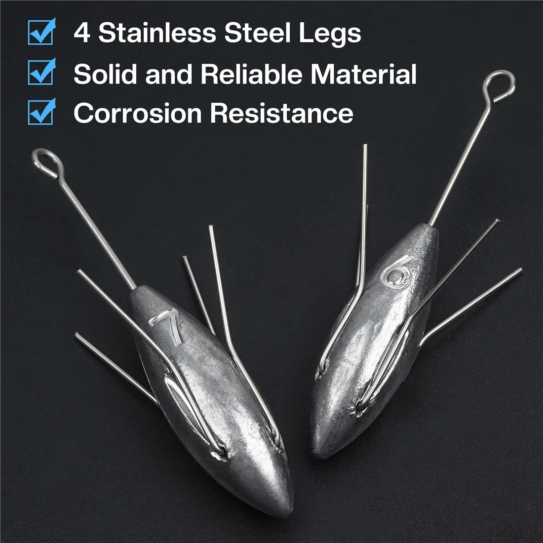 10 Uds. Pesas de pesca Sputnik, plomo largo para Surf, pesca a curricán, plomo de fundición de agua salada, peso de araña, aparejos de pesca de atún para lubina - imagen 5