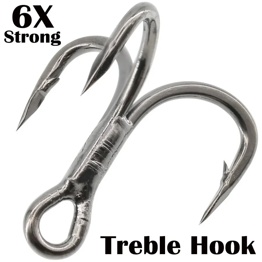Anzuelos triples pesca fuerte vástago corto hoja corte níquel negro - imagen 5