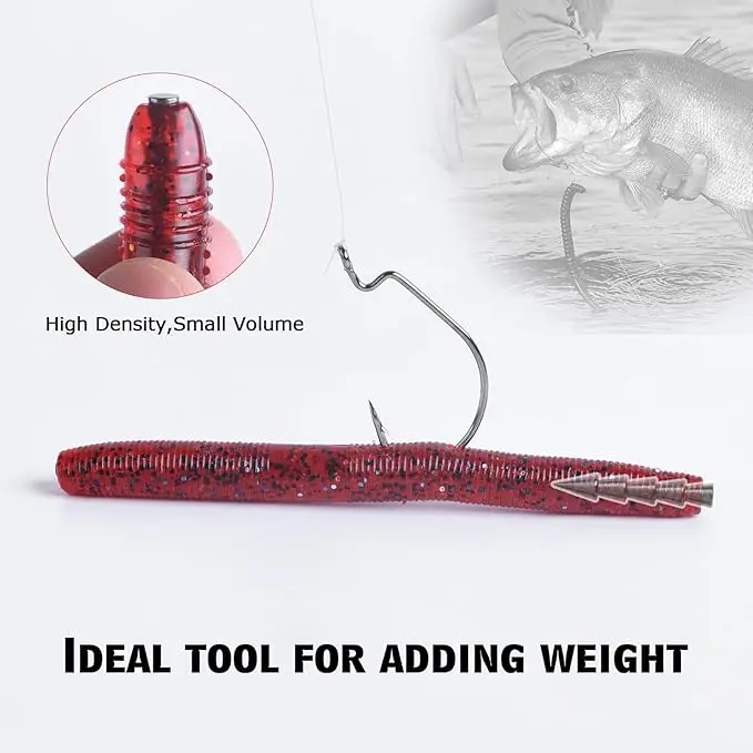 Goture-Puñas de tungsteno para uñas, 10 Kit de aparejo Neko y aparejo loco, plomos de pesca para señuelos blandos, pesas de pesca de lubina para un Control preciso - imagen 5