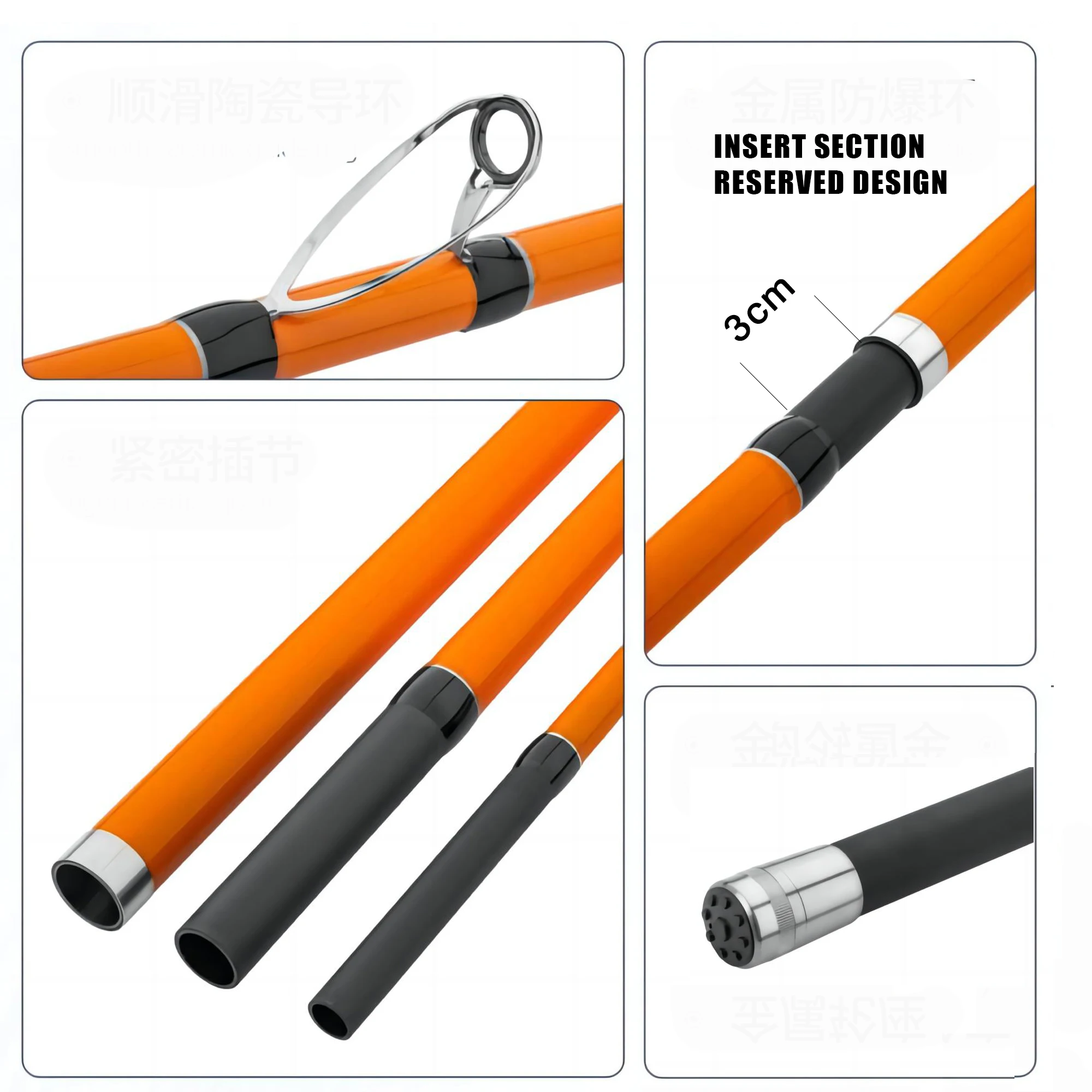 Caña de pescar para carpas de 3,3 m, 3,6 m, 3,9 m y 4,2 m, 35 kg, portátil, para surf, de viaje, de fibra de carbono, para agua salada. - imagen 5