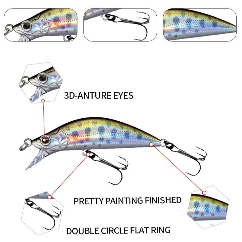 50mm 4,5g sistema de peso magnético de pesca fundición larga nuevo modelo señuelo Minnow cebo duro buceo 0,8-1,2 m calidad Wobblers Bass - imagen 5