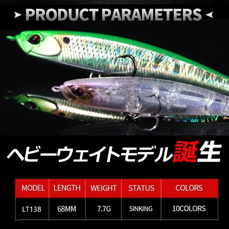TSUYOKI-señuelo de pesca con lápiz que se hunde, 2024, 68mm, 7,7g, Stickbait japonés DUO Bay RUF Seek 68S, señuelo de lubina que se hunde, pesca en agua salada - imagen 3