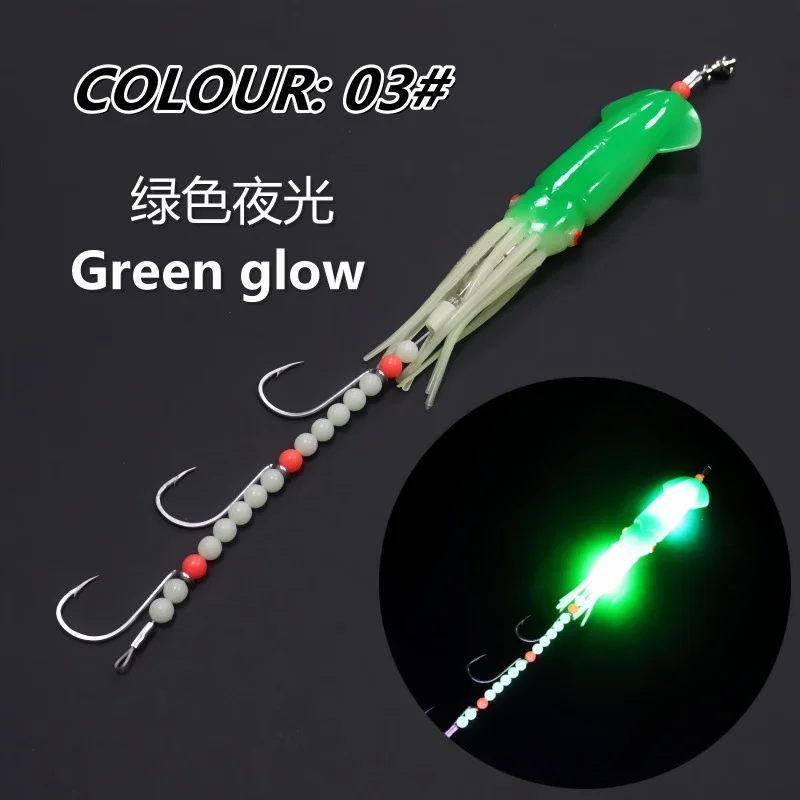 NUNATAK-cebo de calamar luminiscente electrónico, señuelo de cola de pelo, anzuelos de cuerda de calamar, barco, señuelo de pesca de mar, cebo de pesca brillante, BAITS de TUNA - imagen 4