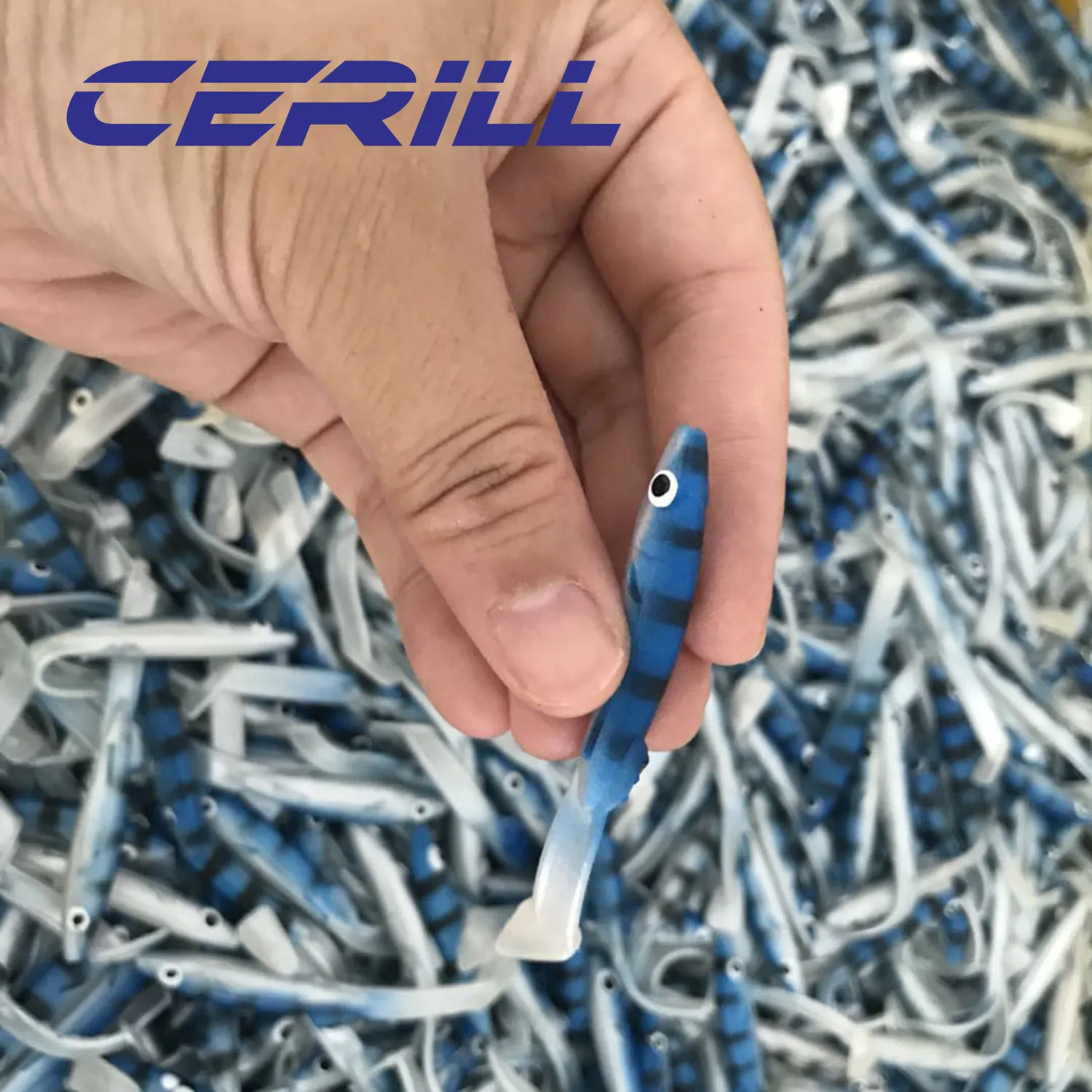 Cerill 5 uds 85mm 2,3g señuelo de pesca suave cebo de Anguila luminoso con gancho afilado silicona Artificial lubina sábalo ojos 3D Swimbait - imagen 3