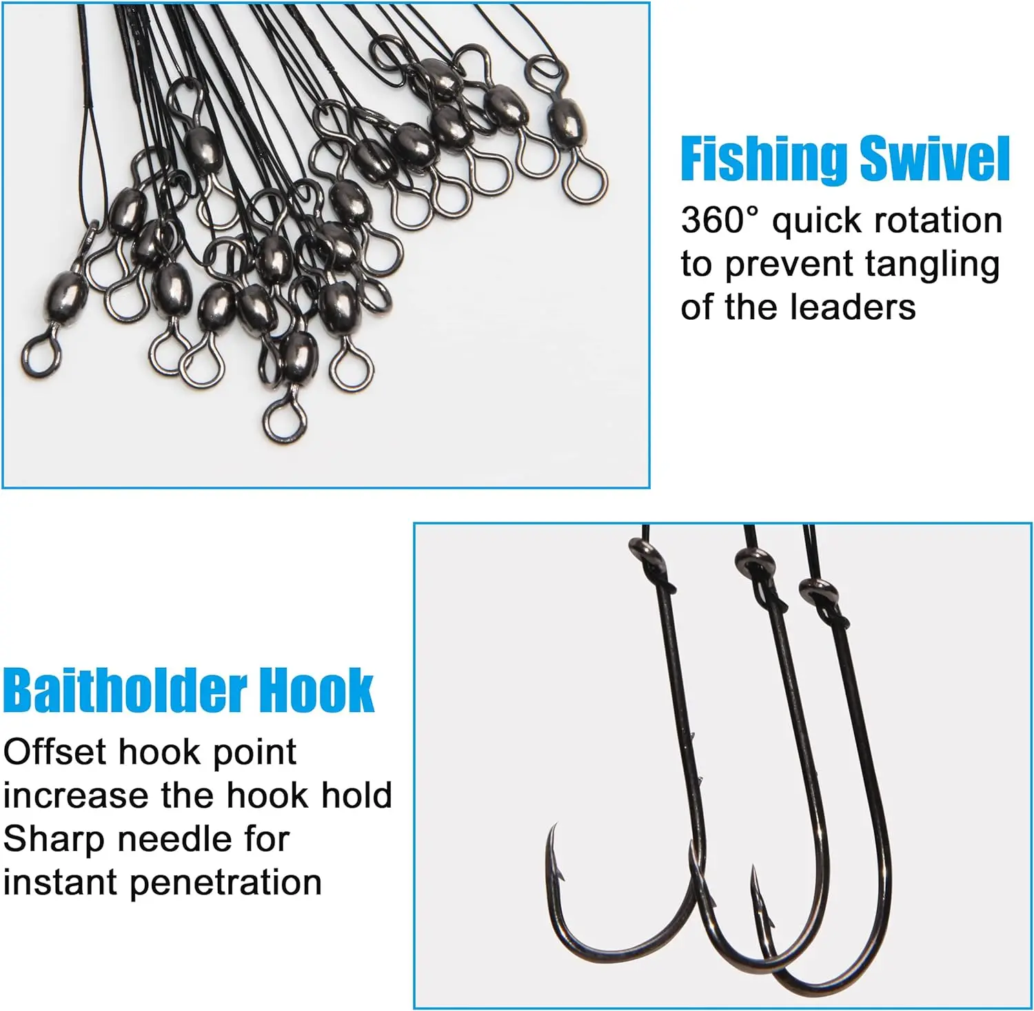 6 uds. De aparejos de anzuelo líder de alambre, anzuelos de pesca Baitholder con aparejos líderes, giratorios, anzuelo Snelled, aparejo líder para agua dulce - imagen 4