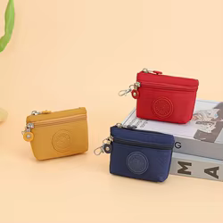 Cartera portátil de Color sólido para mujer, resistente al agua con llavero, monedero, bolso de nailon para teléfono móvil para mujer