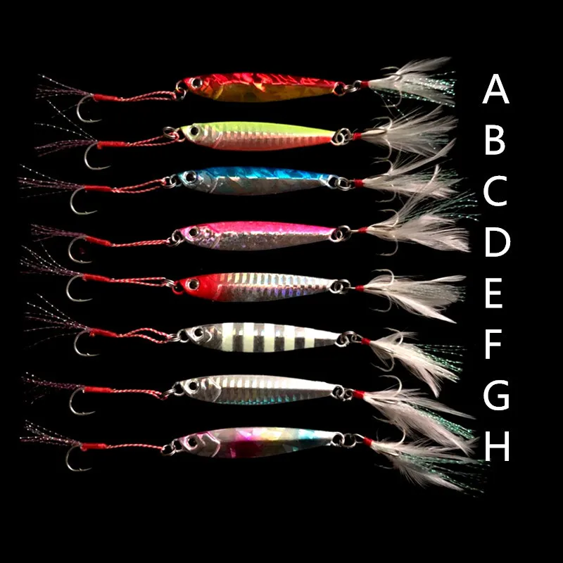 Señuelo de pesca de Metal Artificial, cebo duro de fundición larga, 5g-40g, lote de 8 piezas - imagen 2