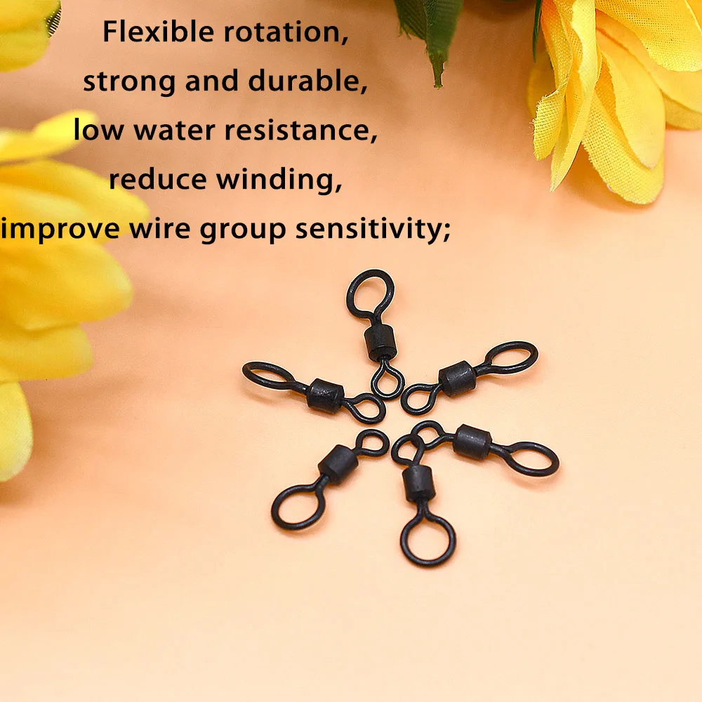 MNFT-Lote de 25 unidades de pesca de carpa, aparejos de pesca de ojos grandes, giratorios, negro mate, Terminal de ojo grande, aparejo para helicóptero - imagen 5