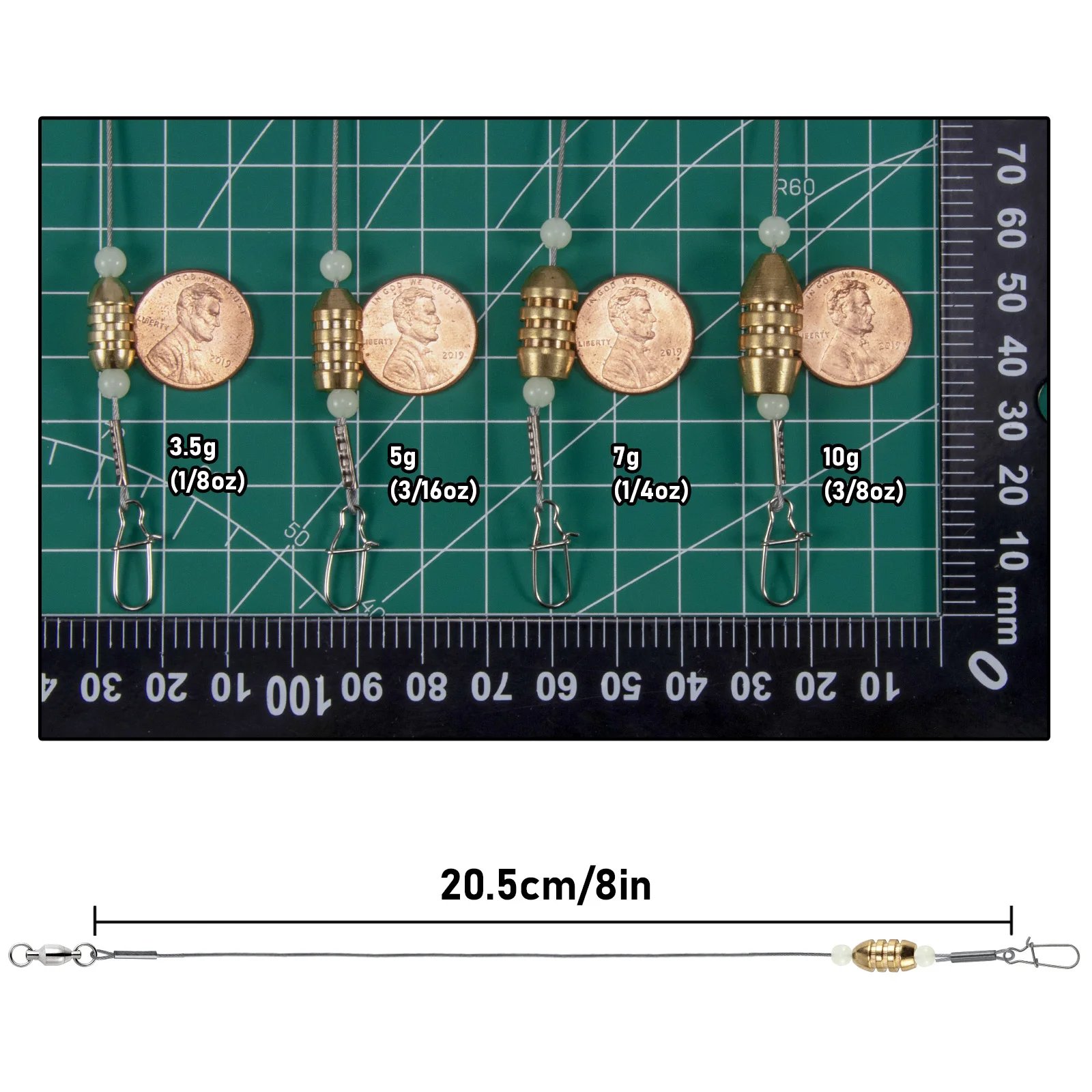 Guía de alambre de pesca de acero inoxidable, aparejo de pesca de lubina, anzuelo enganchado, peso de bala, giratorio, preequipado - imagen 3