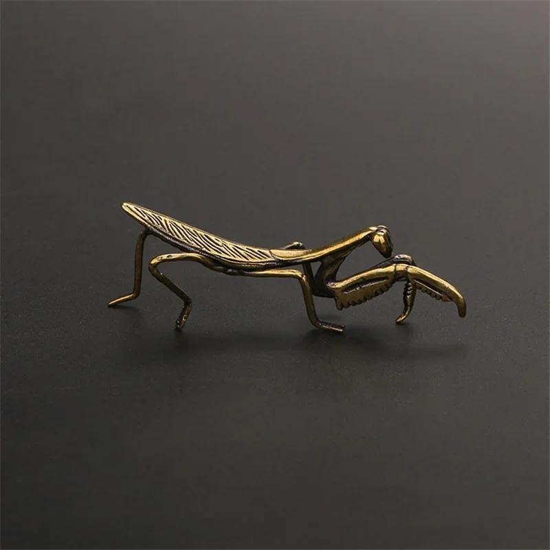 Nueva estatua de mantis de latón, decoración de oficina de cobre puro en miniatura, figuritas de cobre puro Retro, estatuilla de latón Vintage de alta calidad - imagen 3