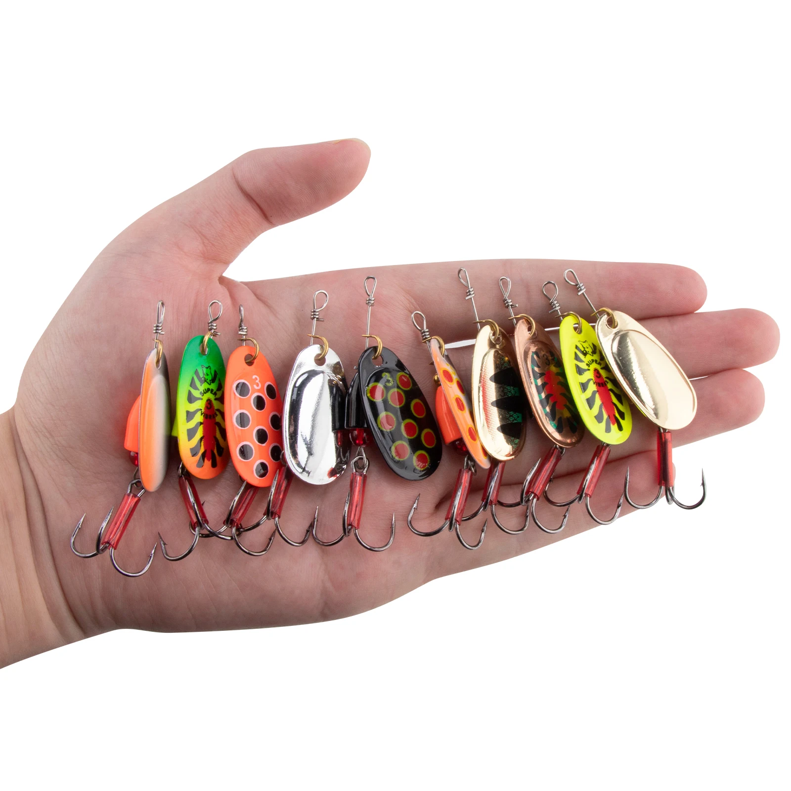Señuelo de pesca giratorio de Metal, cebos artificiales Wobblers, curricán para lubina, trucha, perca, agua salada, agua dulce, 2 uds. - imagen 3