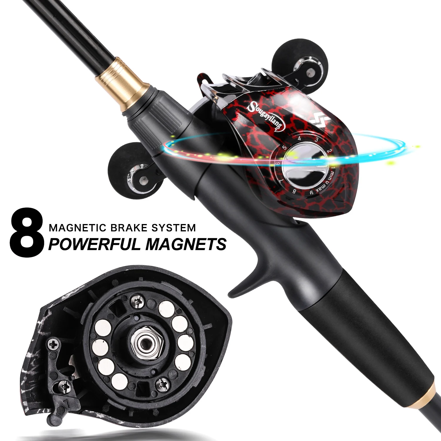 Sougayilang Combo Caña Telescópica Carbono + Carrete Casting - imagen 5