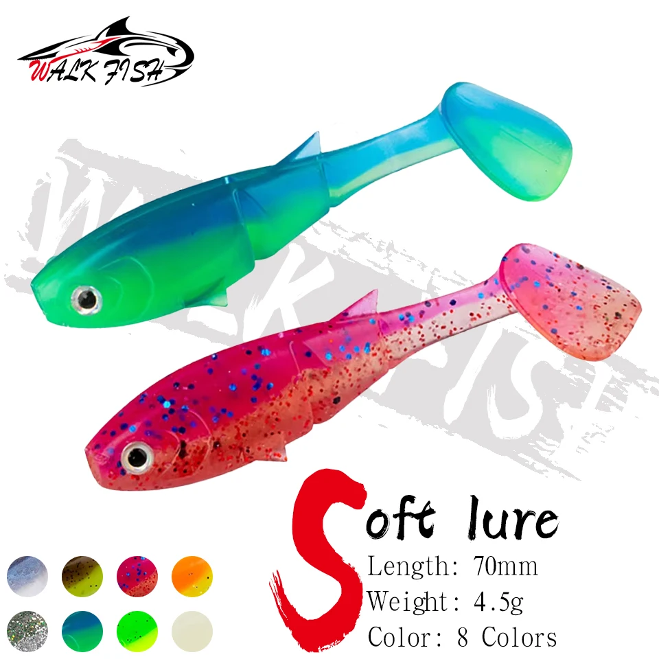WALK FISH 6 uds 7cm 4,5g nuevo señuelo suave Shad Paddle Tail cebo Artificial falso equipo de pesca pesca de mar señuelo Jigging agua dulce