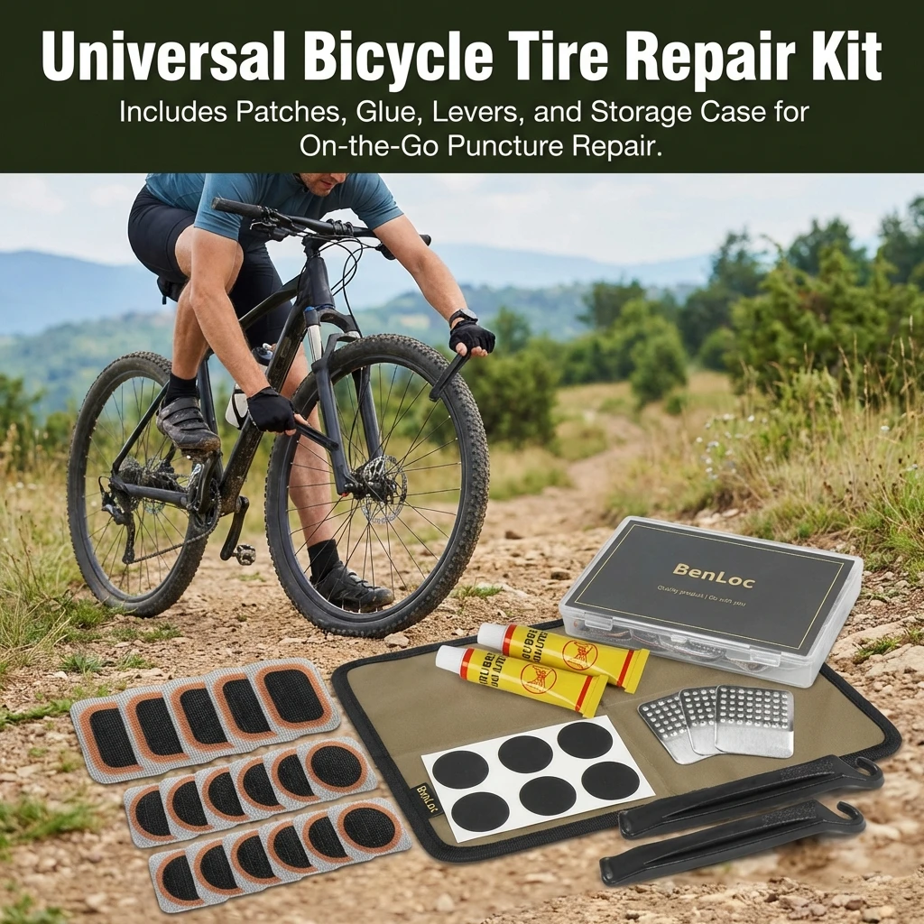 Kit de reparación de neumáticos de bicicleta con parche frío y palanca - imagen 2