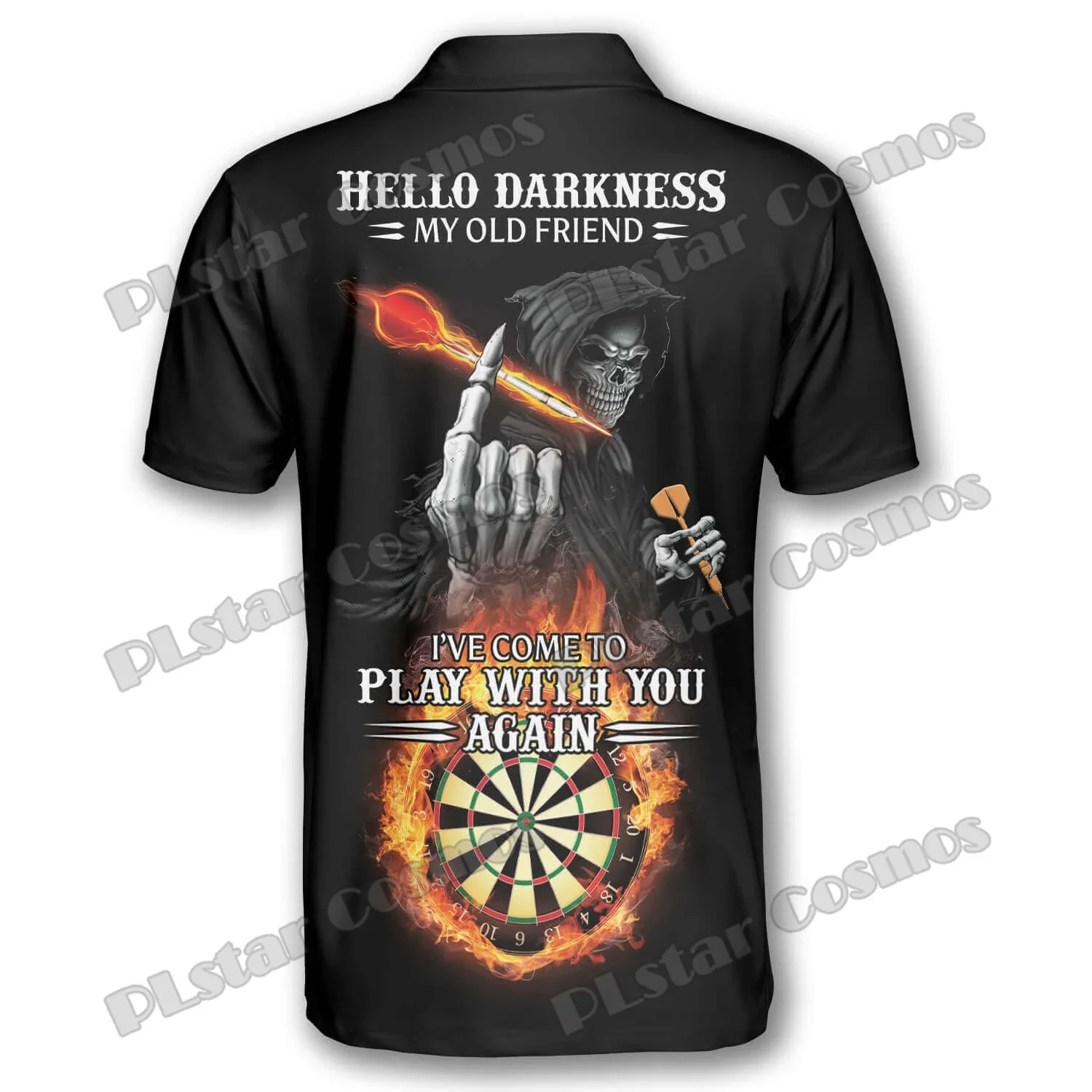 Dardos Hello Darkness My Old Friend Dardos personalizados 3D impreso moda hombres Polo camisas verano Casual Unisex adulto Polo PLP29 - imagen 2