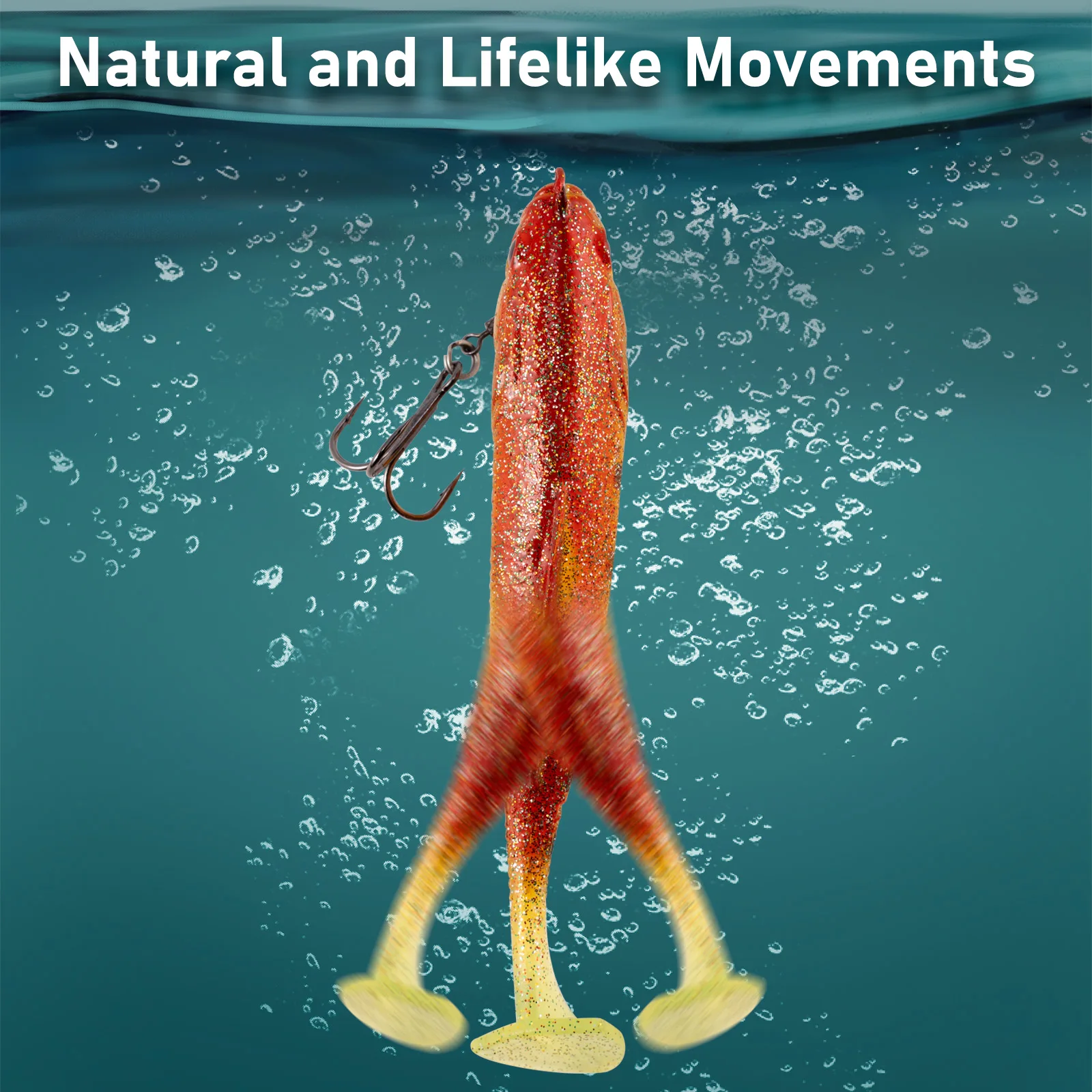 Señuelos de Pesca blandos, cabeza de plantilla de 12cm/27g, cola de paleta, anzuelo triple de goma grande, cebo Artificial para trucha, Zander, lubina, perca de agua dulce - imagen 3