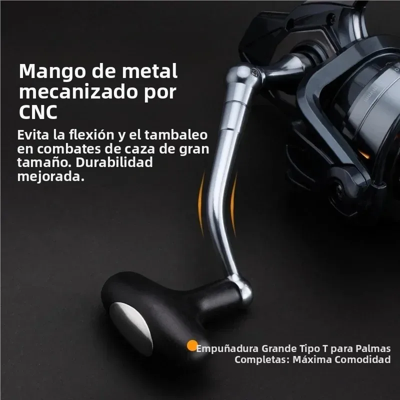 Huidiao-carrete de pesca de gran juego, carrete/mango/pie de Metal resistente, 5 + 1BB, carrete giratorio de juego cero, fundición suave, 18KG para agua de mar - imagen 4