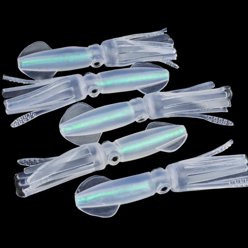 20 piezas cebo de calamar biónico, señuelos blandos luminosos artificiales, mezcla de faldas suaves de pulpo, señuelos de calamar, Señuelos de pesca blandos artificiales