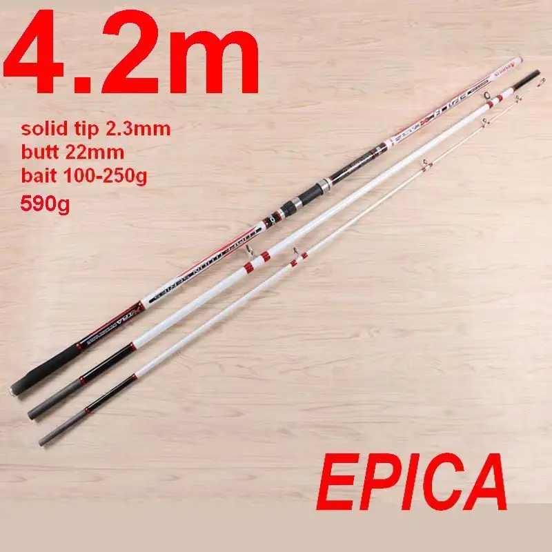 ZZ02-caña de pescar de fibra de carbono SurfCasting, calidad KW, anillo de agujero grande, 4,2 M, 590g, Surf Casting, punta-tope, diámetro 2,3-22mm, cebo 100-250g - imagen 2